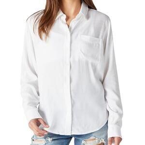 Lucky Brand Women’s Boyfriend Button Down Shirt White Size L